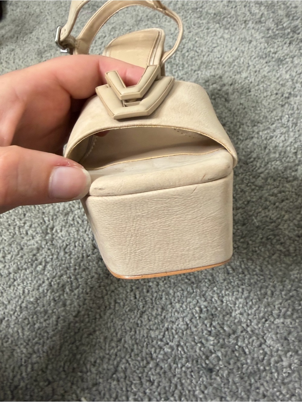Gianni Bini Beige Platform Block Heel Sandals - Picture 7 of 8